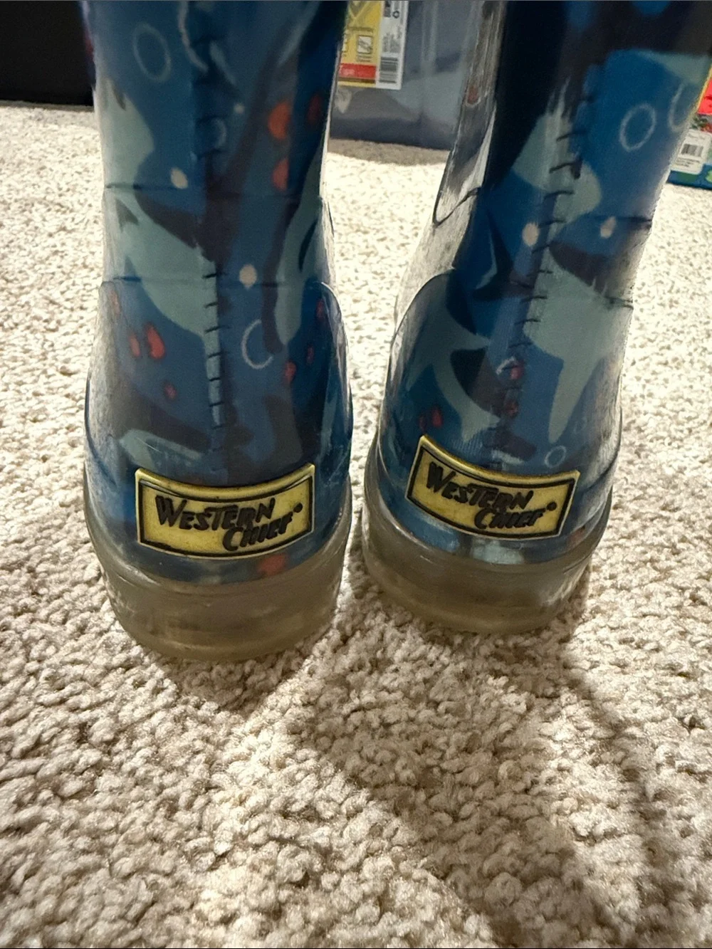 Western Chief Sharks! Blue & Navy Kids' Rain Boots with Ocean Shark Print